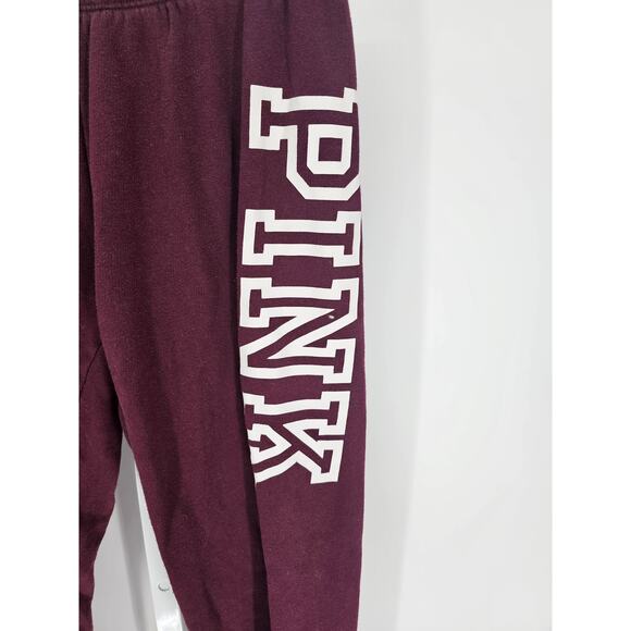 PINK by Victorias Secret Womens Sz XS Jogger Sweatpants Burgundy Red - Picture 2 of 4